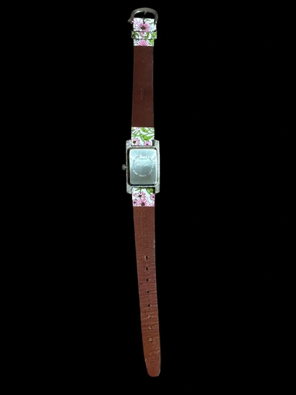 Floral Pink Crystal-Trim Women's Watch